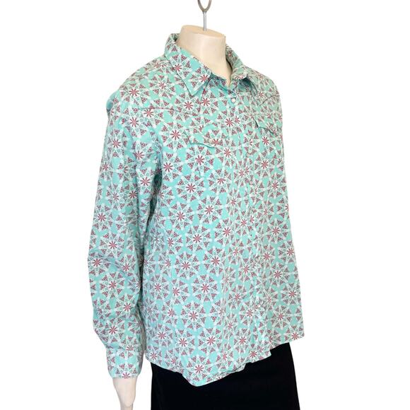 VTG WRANGLER Rhinestone Snap Medallion Star Long Sleeve Western Shirt SZ XL - Picture 4 of 9